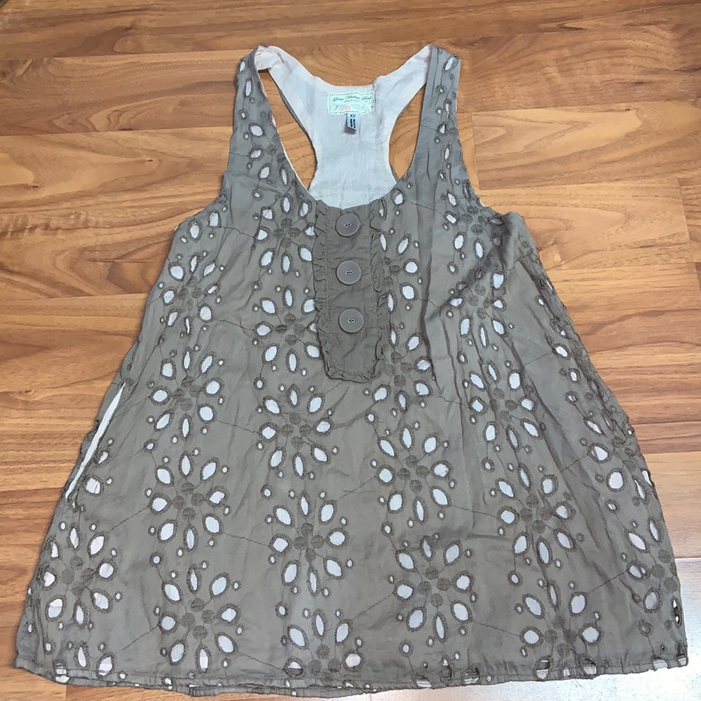 Glam Vintage Soul Eyelet Top with Pockets